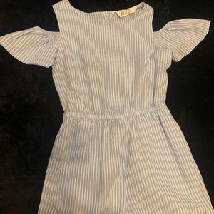 Girls H&M Light Blue/ White Romper